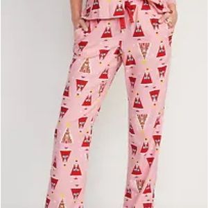 NWT OLD NAVY Printed Flannel Pajama Pants Color Santa Gingerbread House